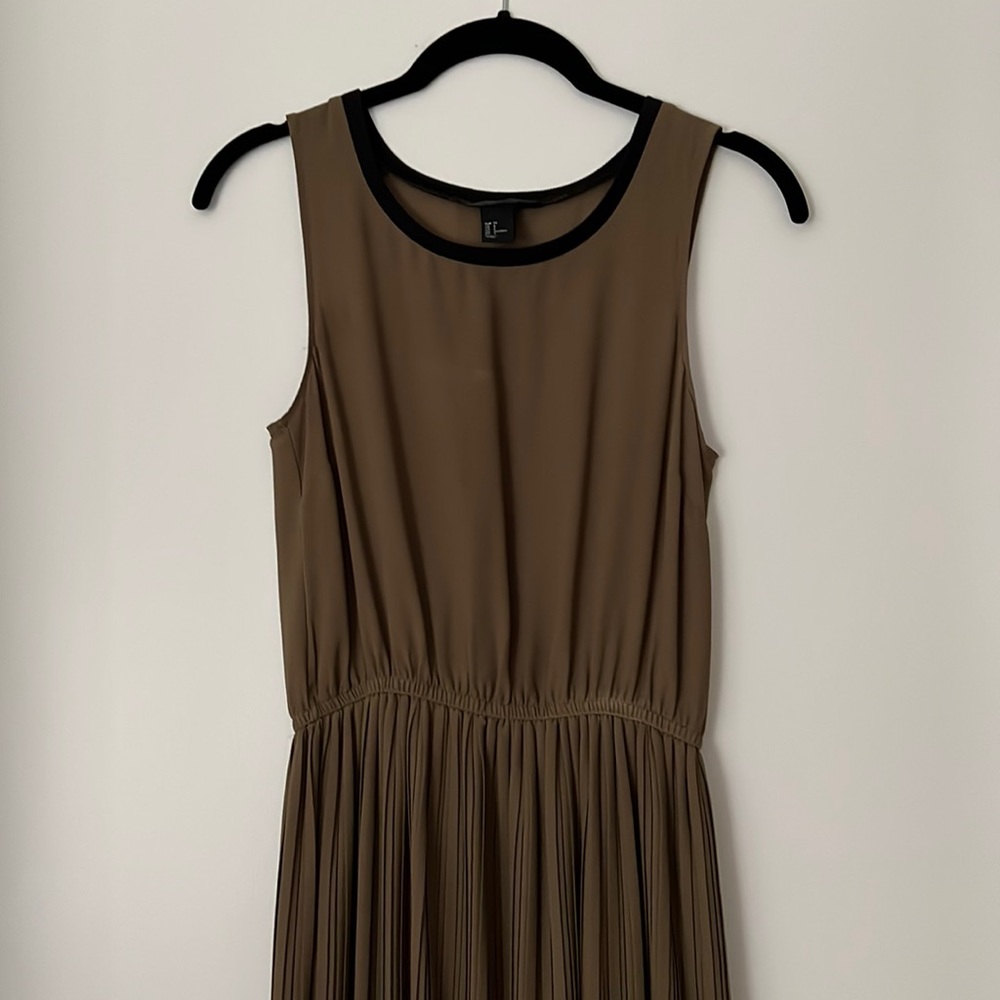 Olive Pleated Dress